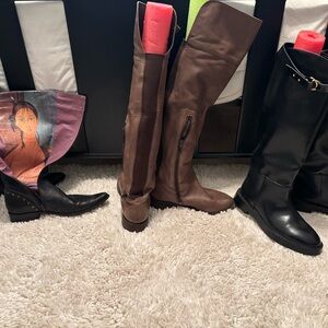Brown and Black Knee-High Boots